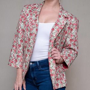 Talbots SZ 16 floral red pink blazer, 3-button